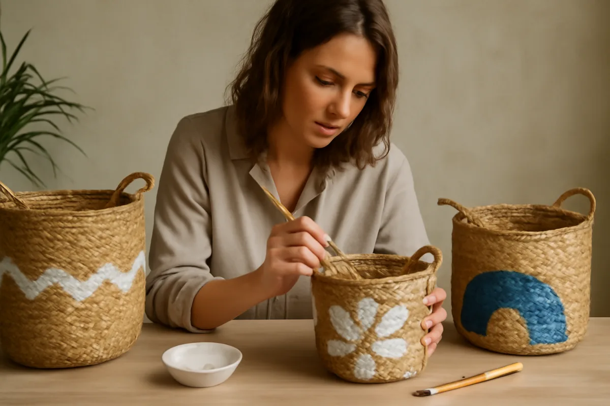Decorare con la pittura i cesti intrecciati: le idee che non ti aspetti