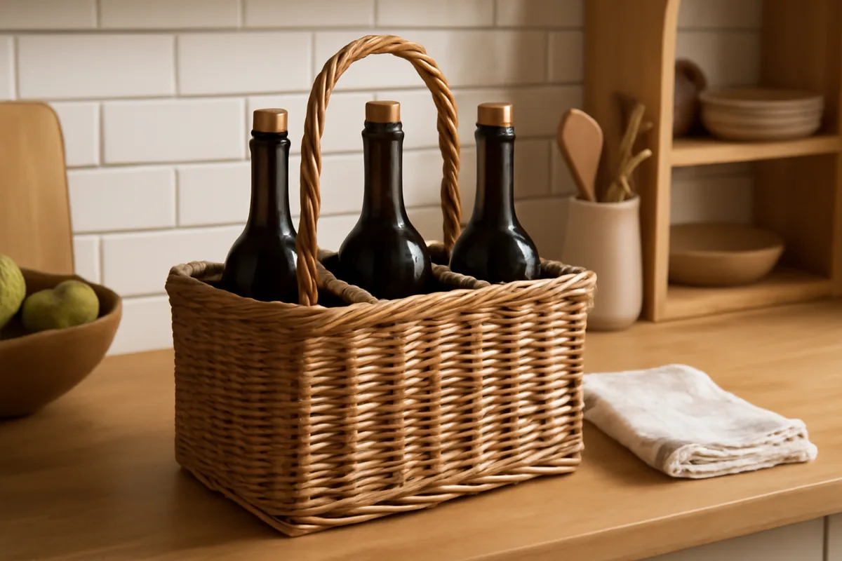 Portabottiglie in cesteria: praticità e stile per la cucina fai-da-te