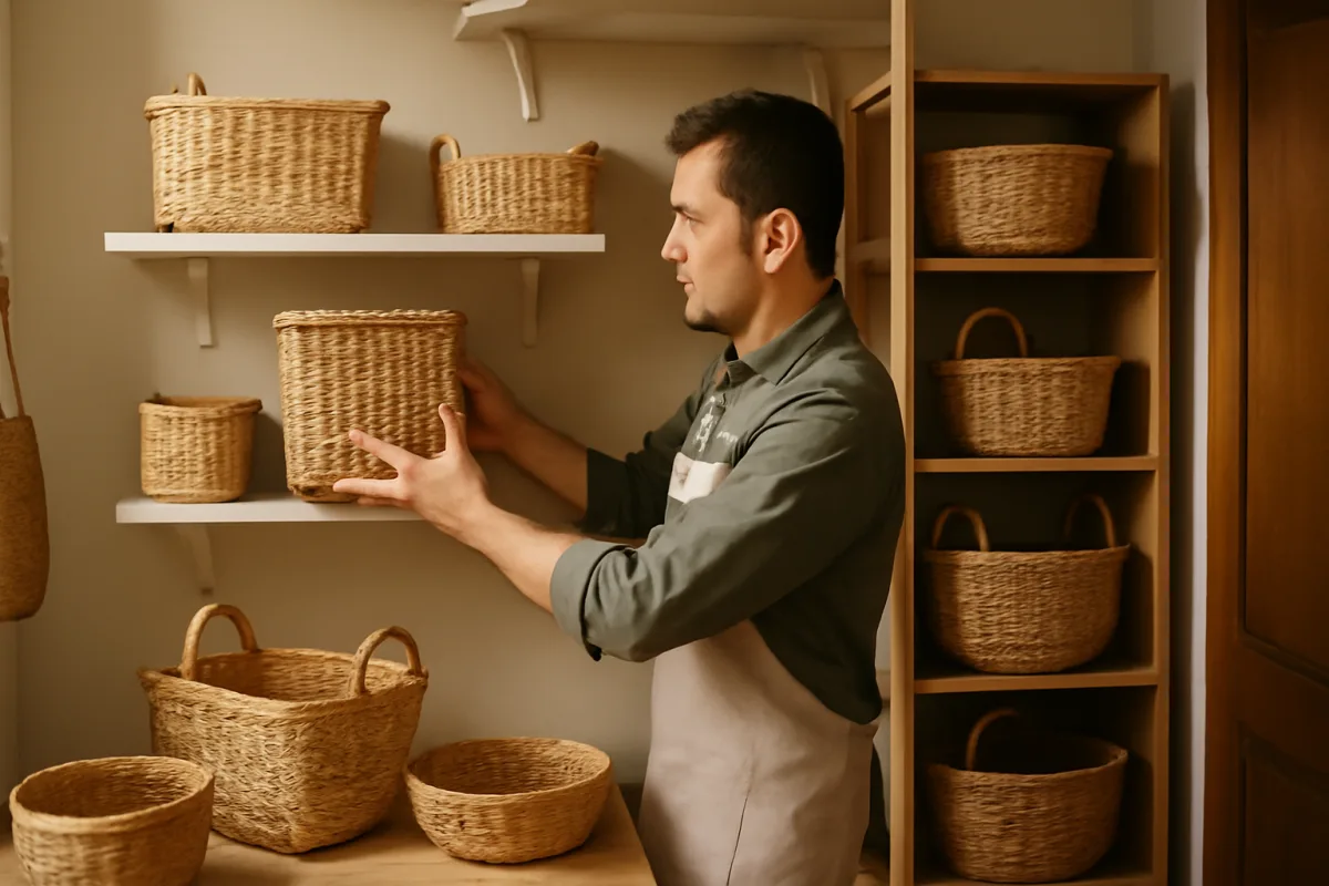 Come sistemare i cesti in spazi piccoli? Le soluzioni salvaspazio degli artigiani